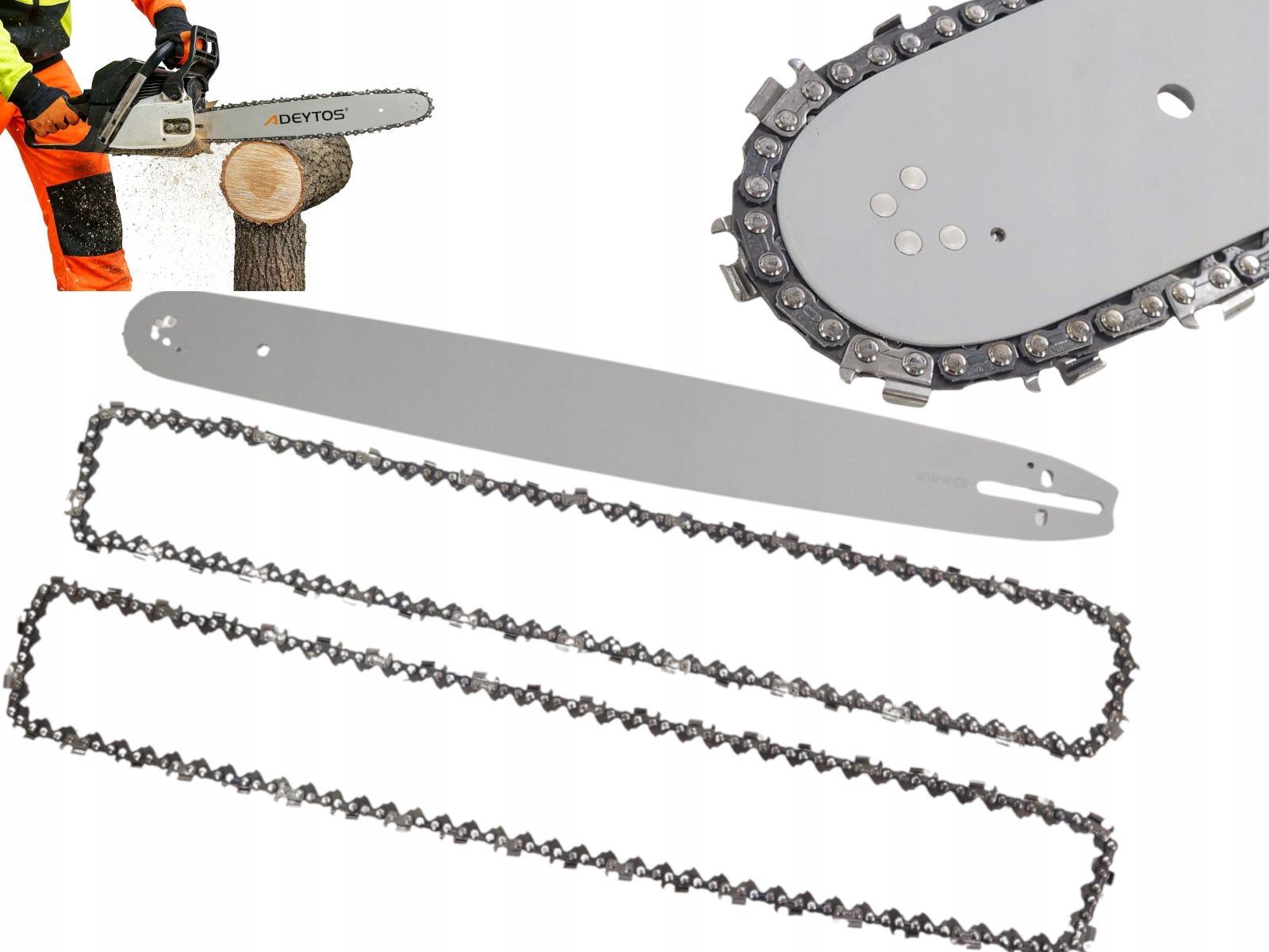 Prowadnica do piły spalinowej 22" 63CM 2x łańcuch Skok 325 22" Komplet