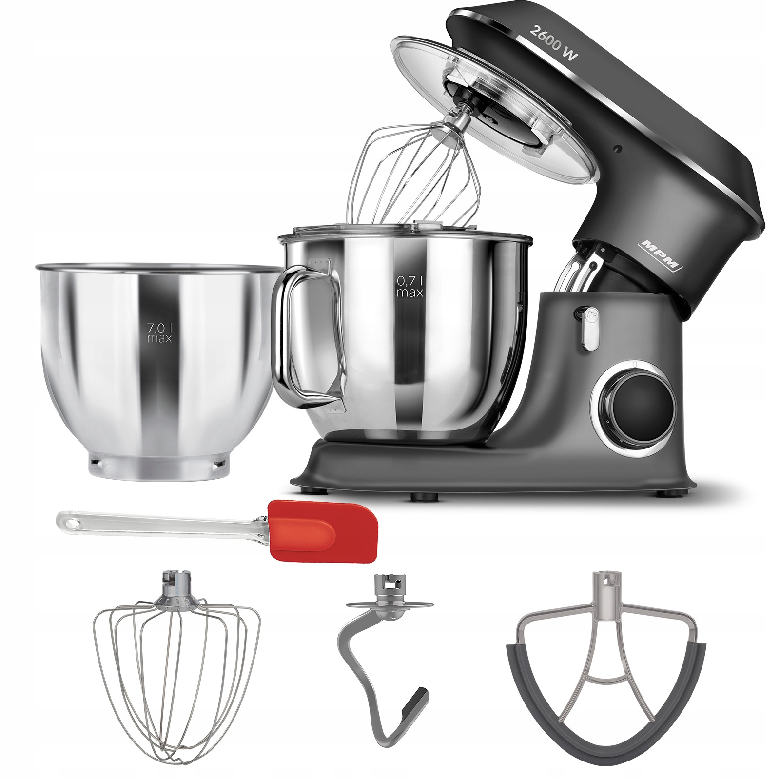 Multifunkční Kuchyňský Robot Planetární Mixér Mpm MRK-20 2600W 2 Mísy 7 L