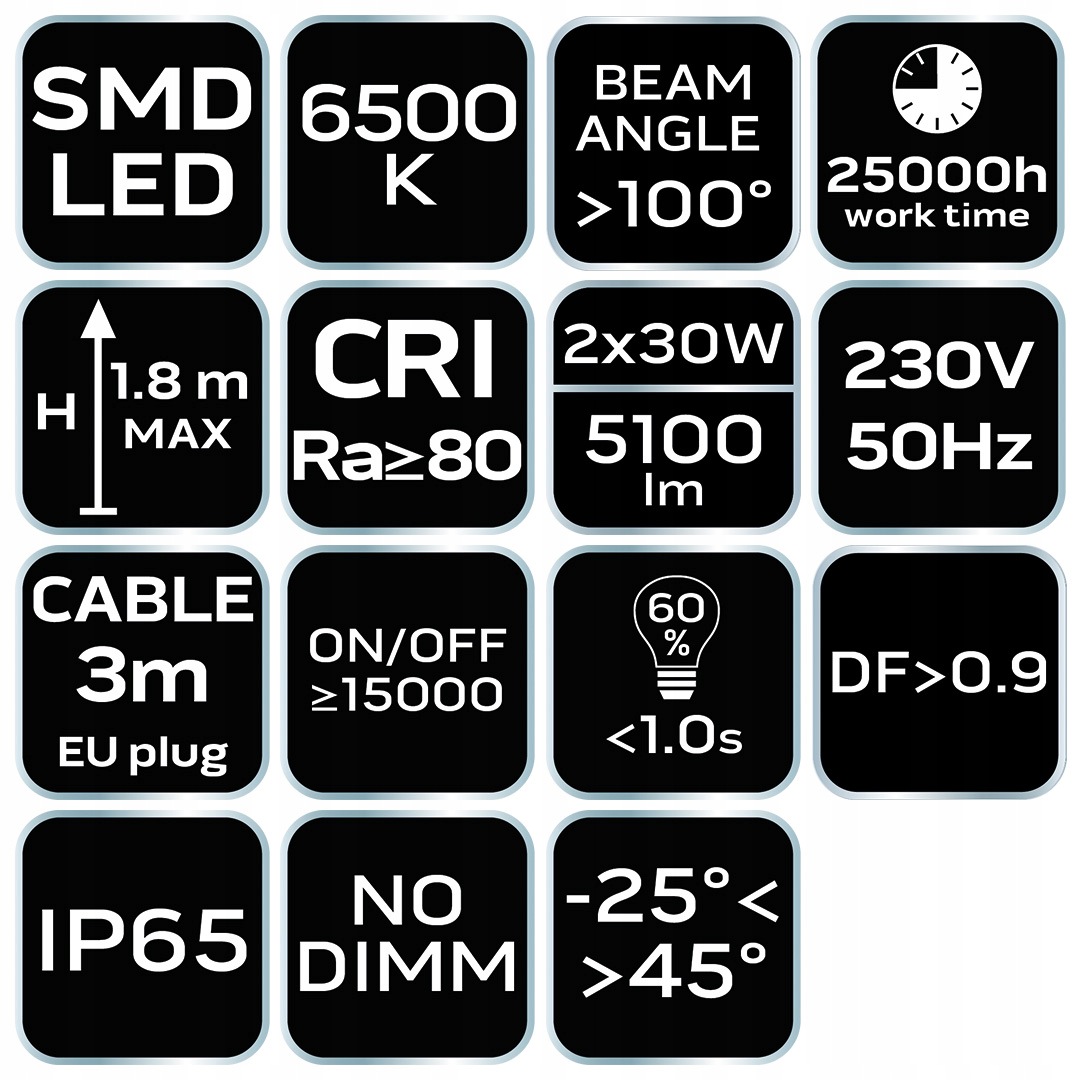 Dvojitý reflektor 2x30W Smd Led 5400lm na stativu 1.8 m