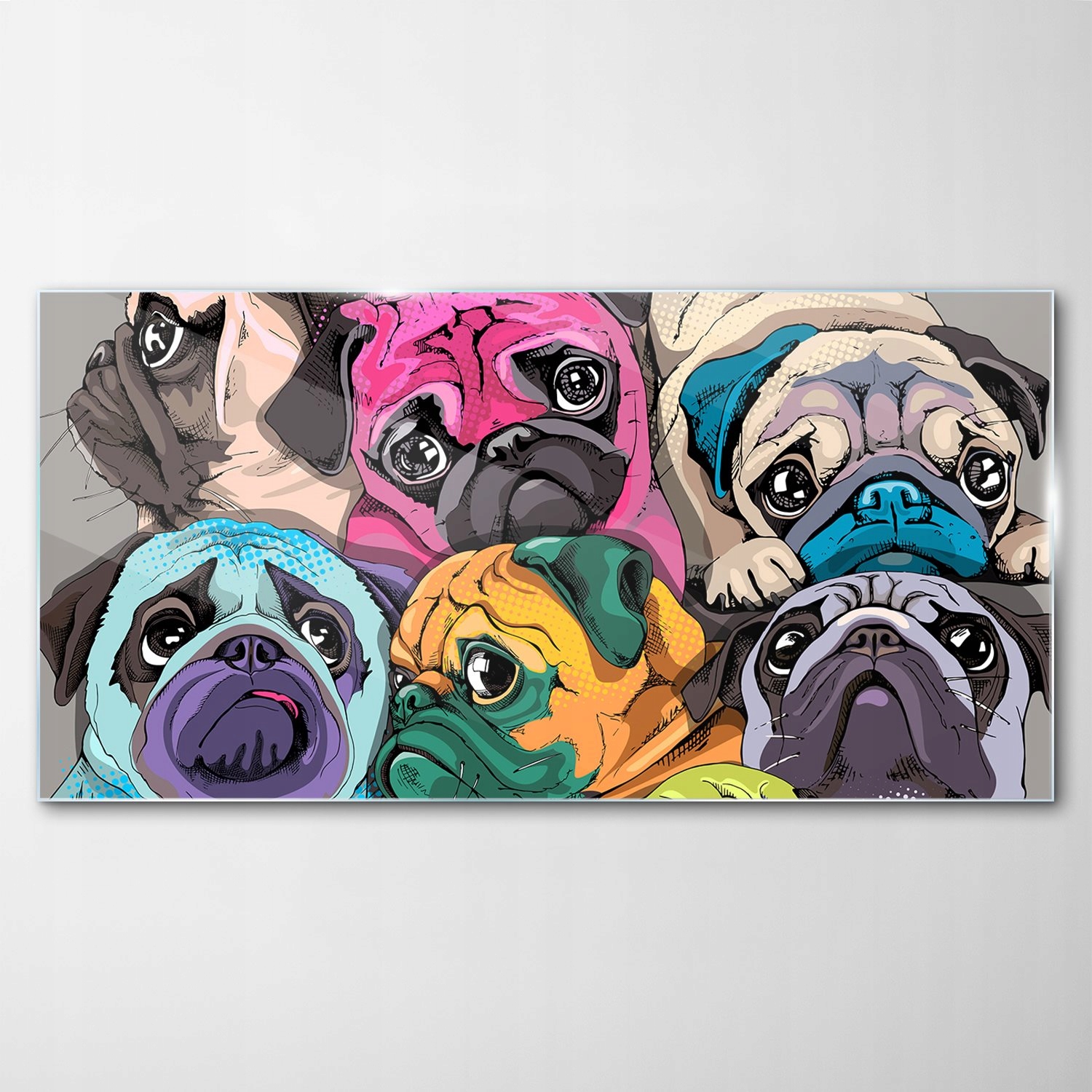

Hartowany Obraz Szklany Portret Mopsy Psy 120x60