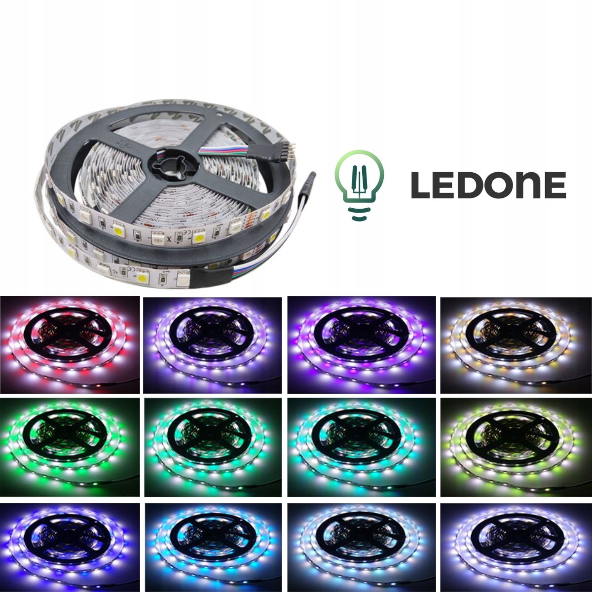 TAŚMA LED RGBW BIAŁY CIEPŁY ZIMNY ZESTAW 5m Z PILOTEM ZASILACZ 5050 12V CE Marka LED-ONE