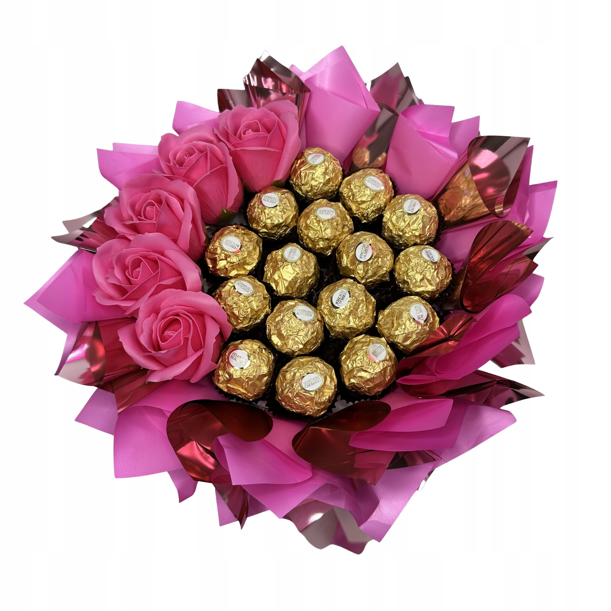Zestaw Prezentowy Bukiet Słodyczy Ferrero Róż Dzień Kobiet Urodziny 25 18