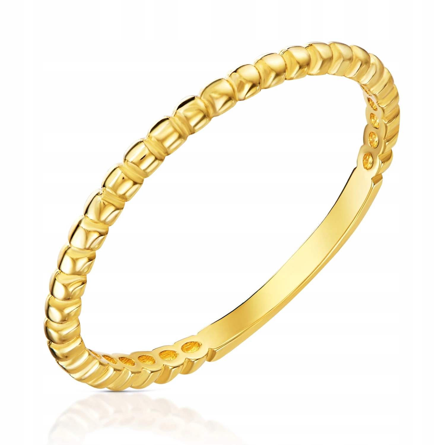 Zlatý Prstýnek 585 S Kuličkami, Snubní Prsten Bez Kamenů, Minimalistický VEL.21