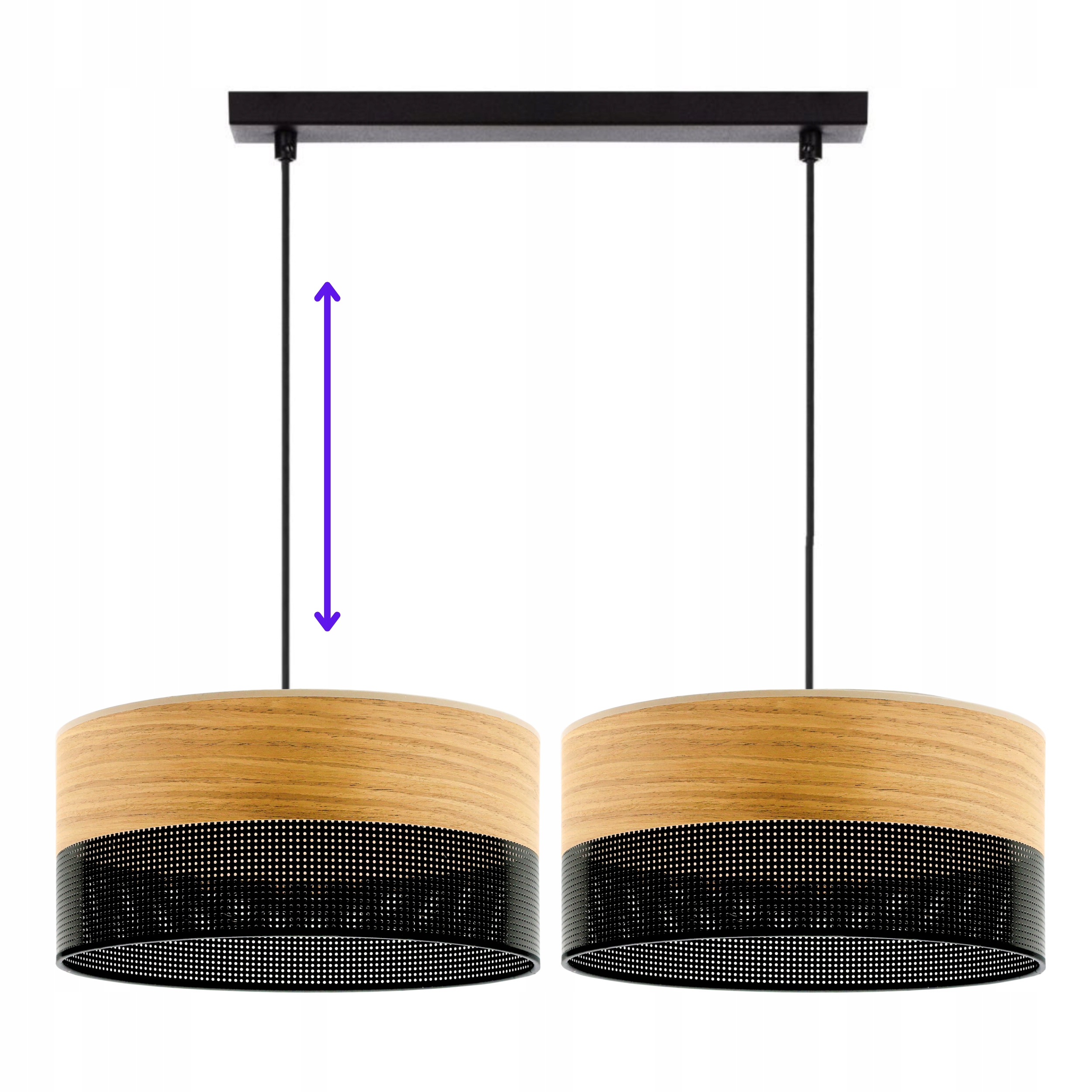 Závěsná Lampa Stínidlo 30 cm S Dírkami Dřevo E27 Led