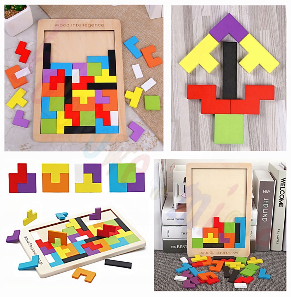 KLOCKI DREWNIANA UKŁADANKA MONTESSORI TETRIS 3D Bohater brak