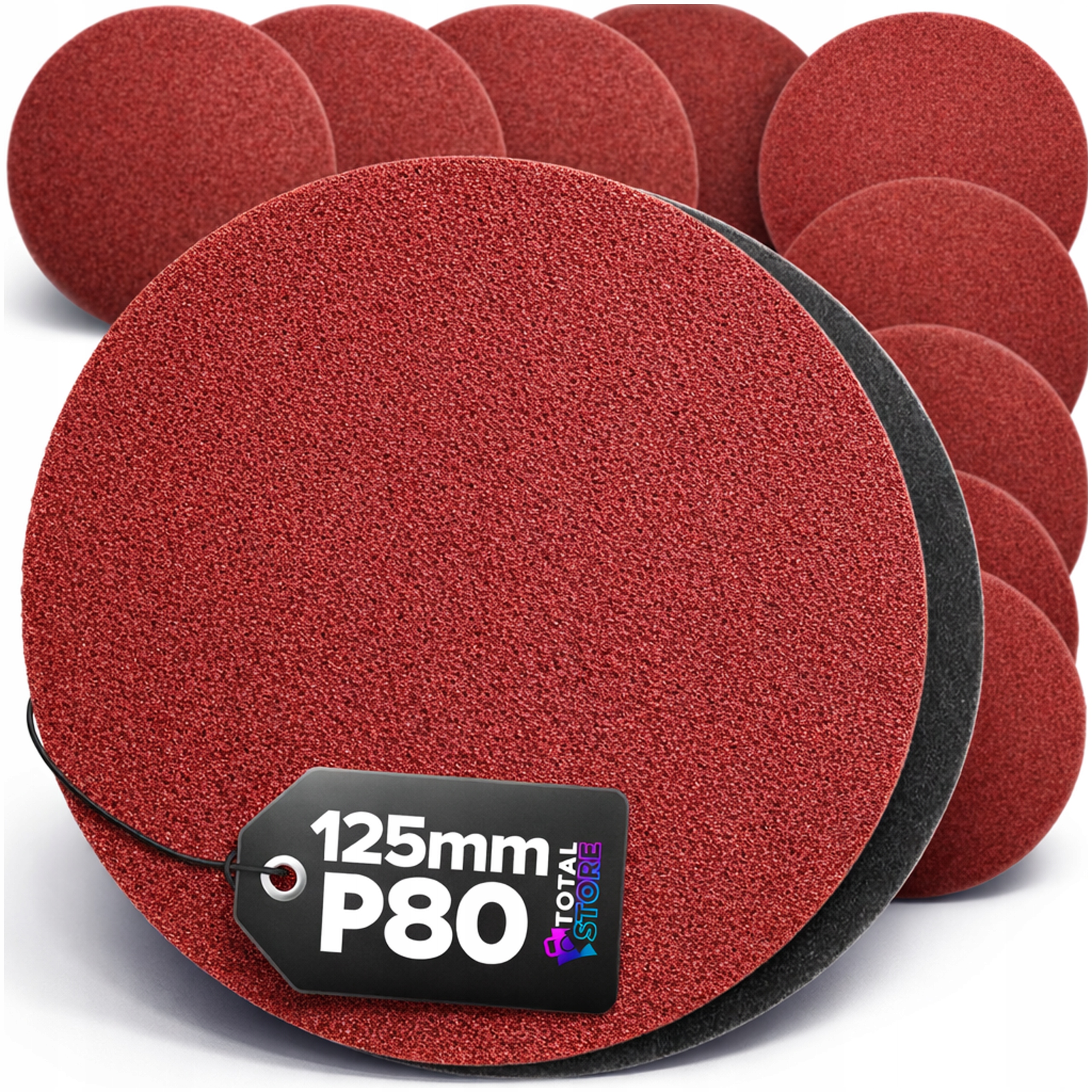 10szt Krążki Ścierne Na Rzep Papier Ścierny Krążki Szlifierskie 125mm P80