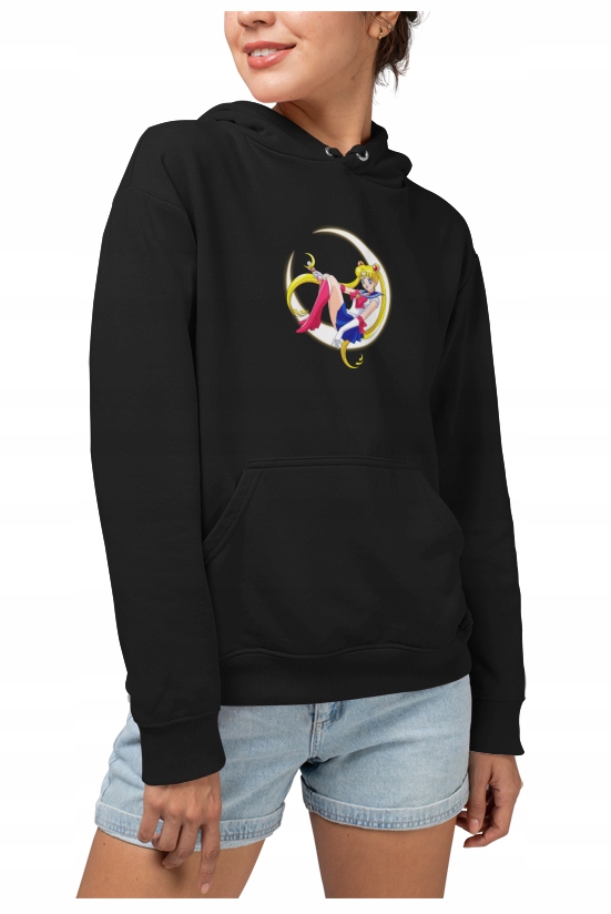 

Sailor Moon Bluza Z Kapturem Manga Ciepła Czarna L