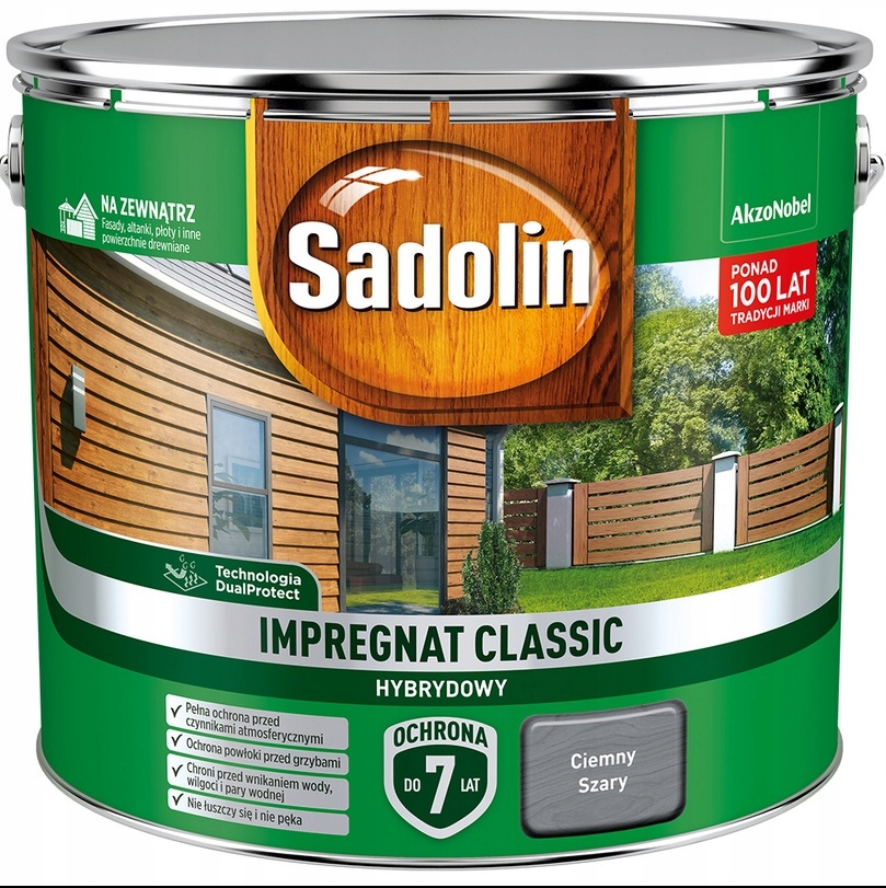SADOLIN CLASSIC impregnat ciemny szary 9l + PĘDZEL Kod producenta 5327522