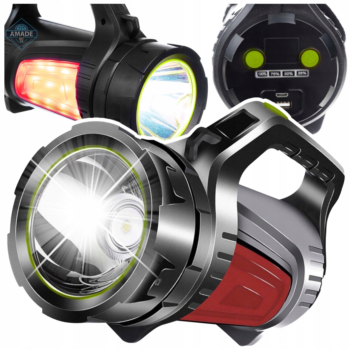 Latarka Policyjna LED USB TAKTYCZNA 1200lm, 7 trybów