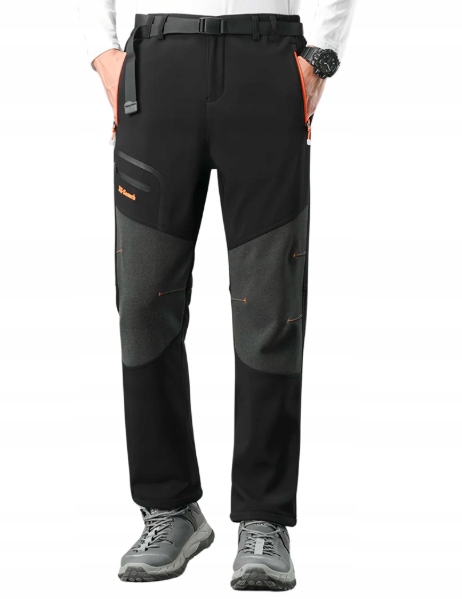 MA-Lafeng Czarne spodnie męskie trekkingowe turystyczne ocieplane r. S