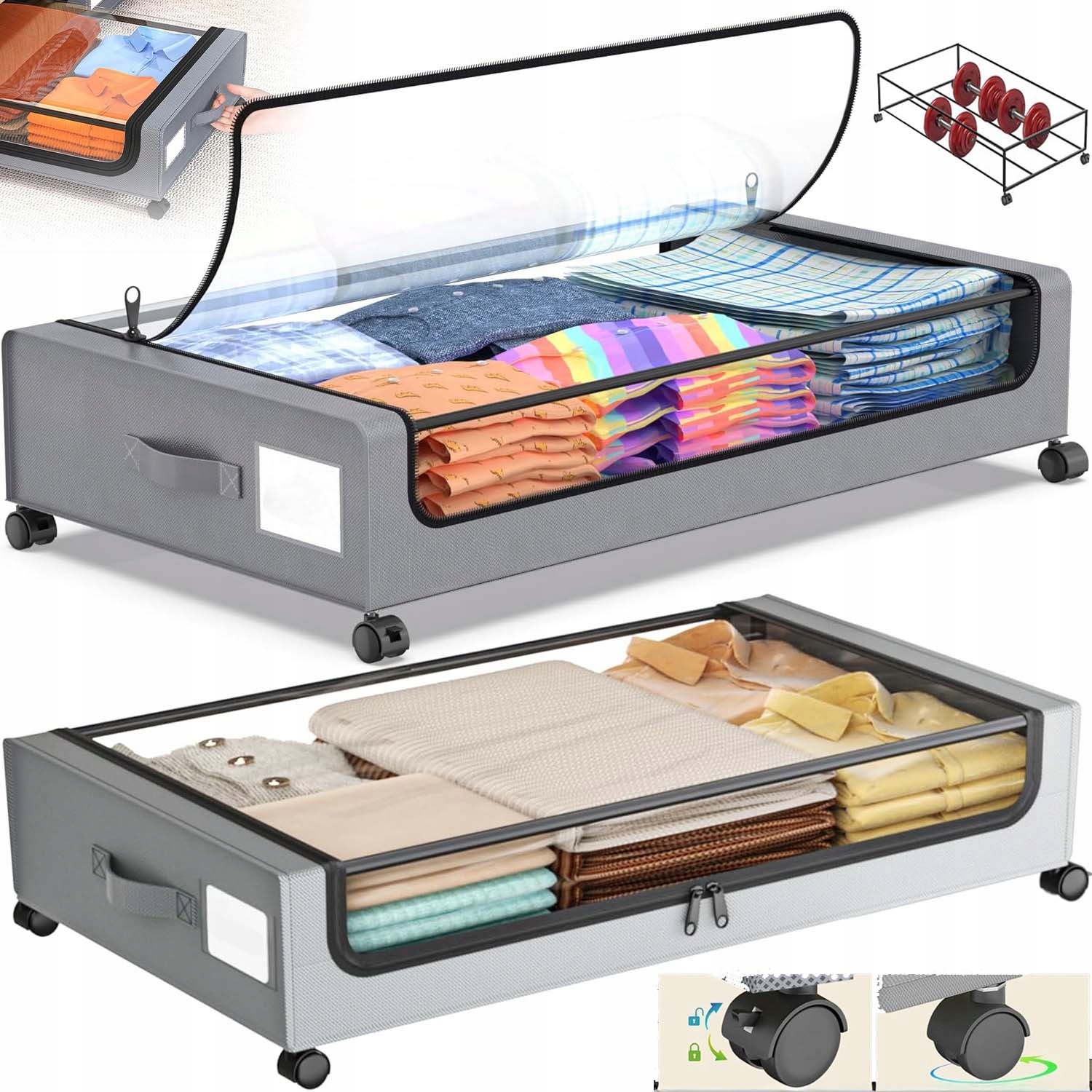 Pouzdro Organizér Kontejner Na Oblečení Povlečení Přikrývka Přikrývky Pod Postel 2KS