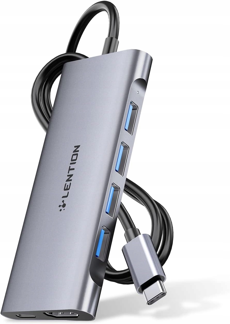 LENTION Hub USB-C HDMI 4K PD 60W 4x USB 3.0 1m Kabel