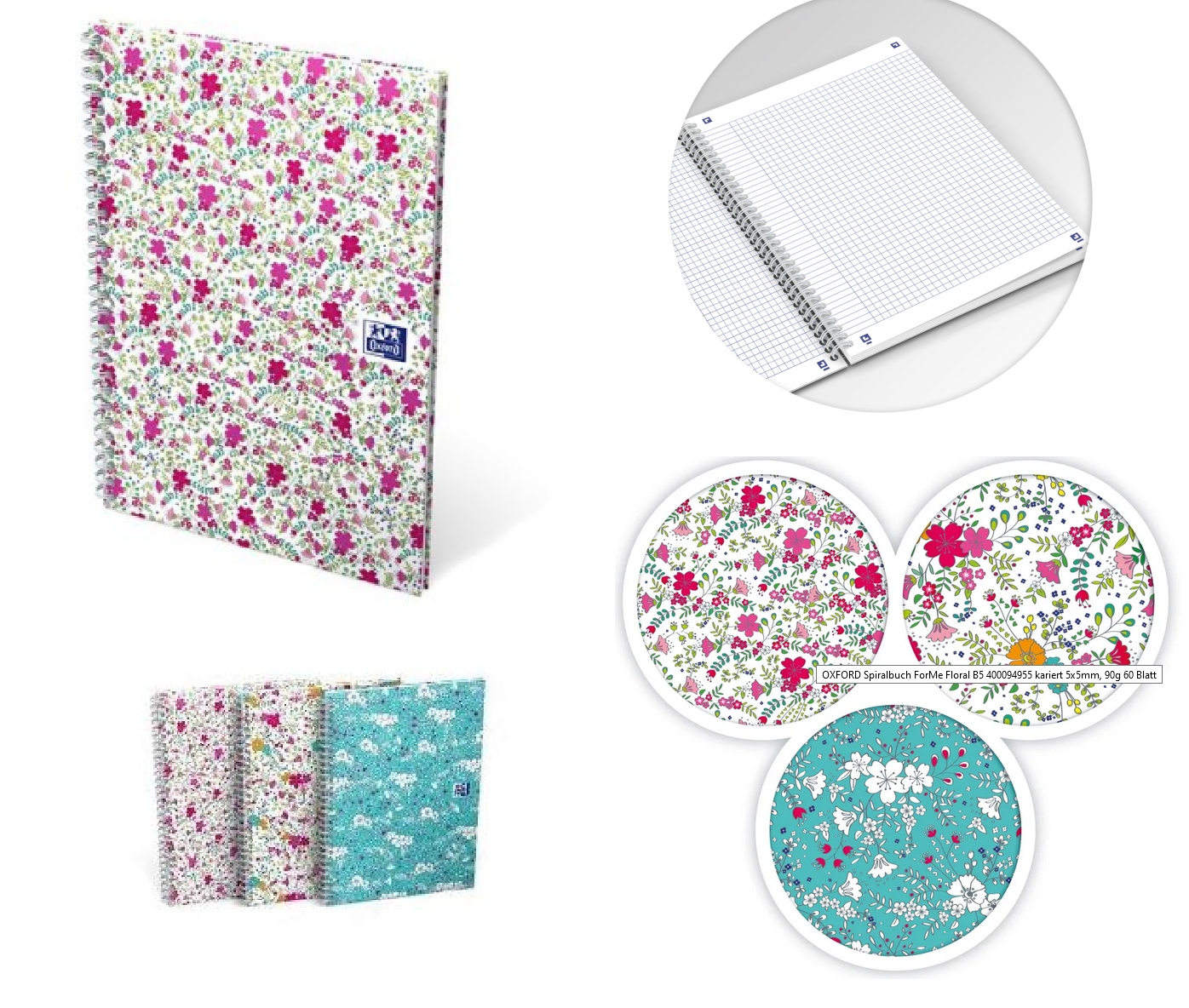 

Oxford Kołobrulion A5 Floral 60 Kratka