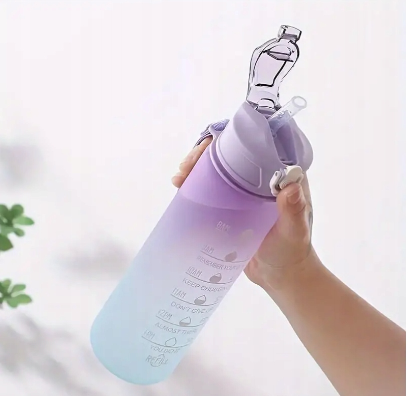 Bidon Butelka Hydrate Bidon motywacyjny ze słomką 750 ml fioletowy Kod producenta Motywacyjna 750ml Fioletowy