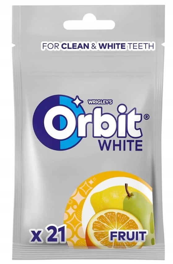 Orbit White Fruit Bezcukrowa guma do żucia 29 g x 22 torebek