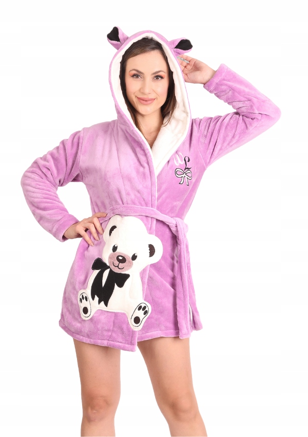 

Szlafrok damski wiązany z kapturem ciepły S 36