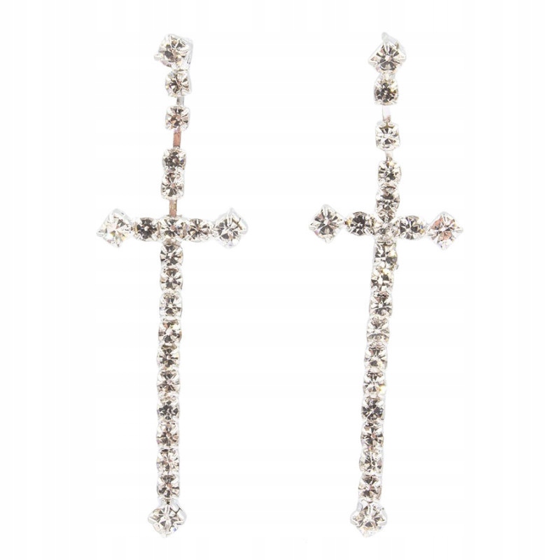 Delikatne kolczyki krzyże z cyrkoniami srebrne