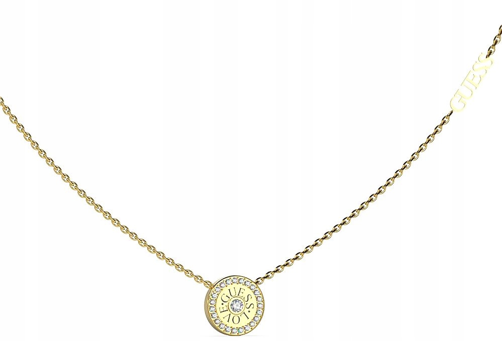 Elegantní Řetízek Love Guess Zlatý S Mincí S Krystaly – Sada