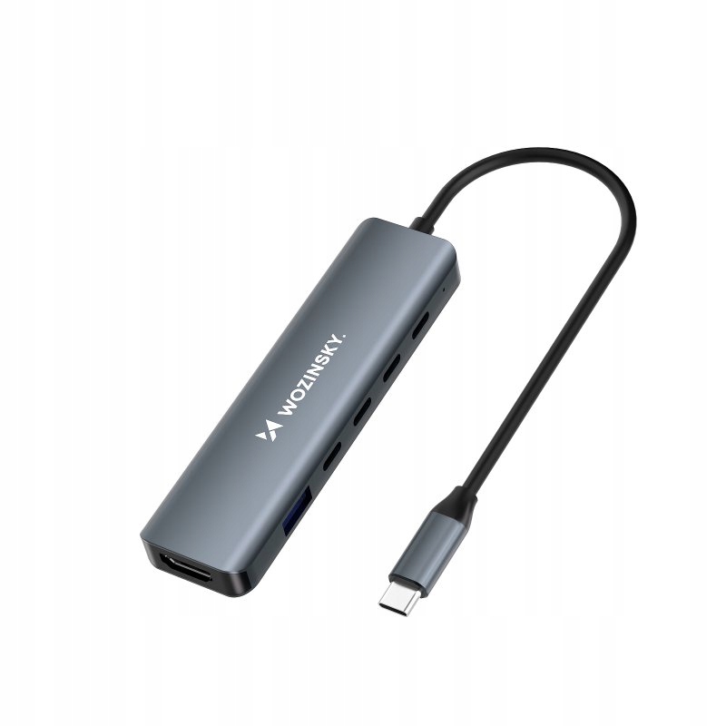 6v1 Hub rozbočovač Usb-a Usb-c DisplayPort Hdmi šedý