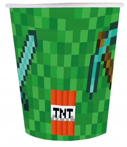 Kubeczki Papierowe Piksele 6 sztuk Urodziny