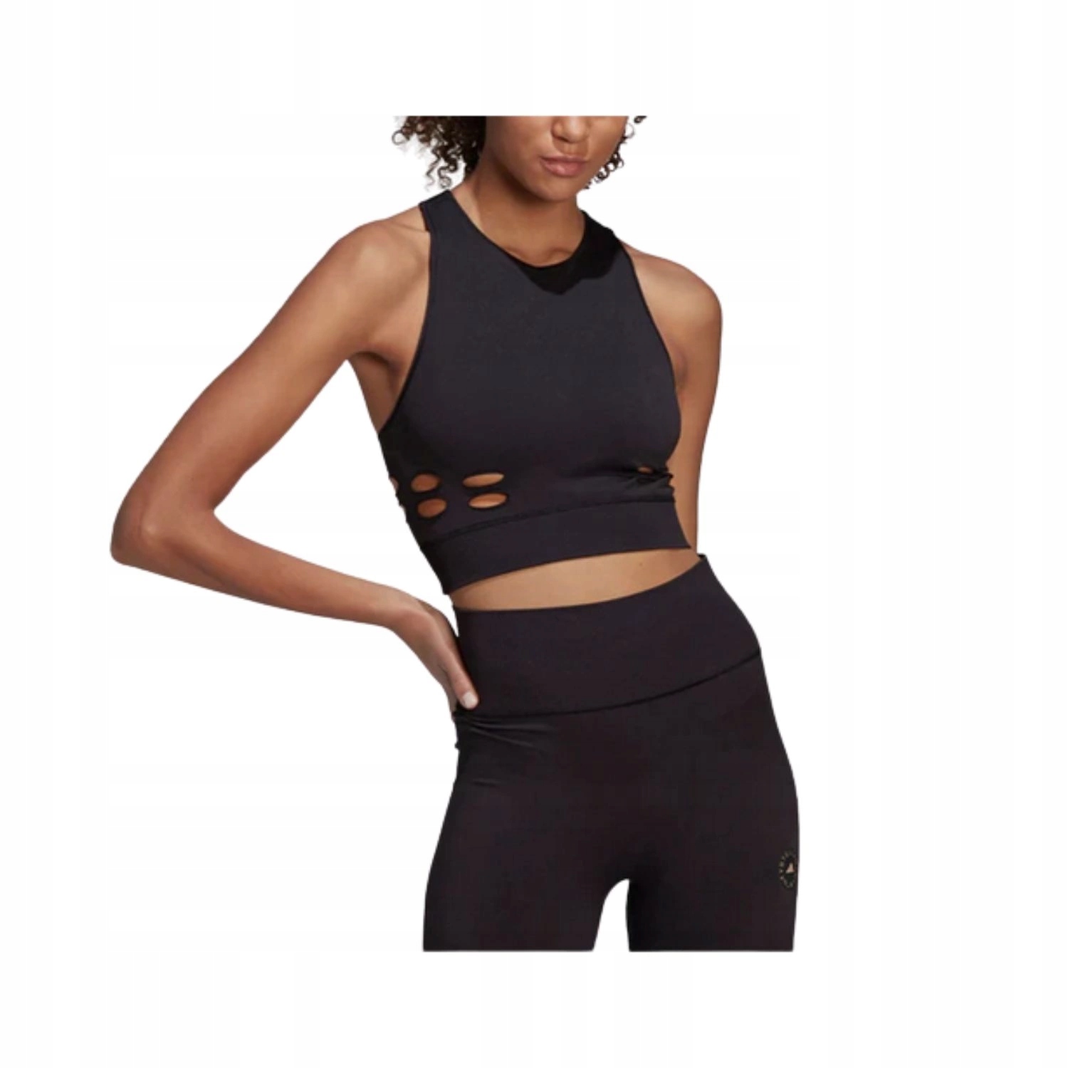 Sportovní top Adidas Stella Mccartney černý, sportovní terningové logo vel. S