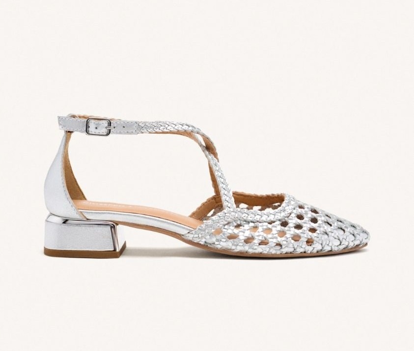 Stříbrné dámské baleríny s odhalenou patou Gioseppo Brillion 75560 vel. 37