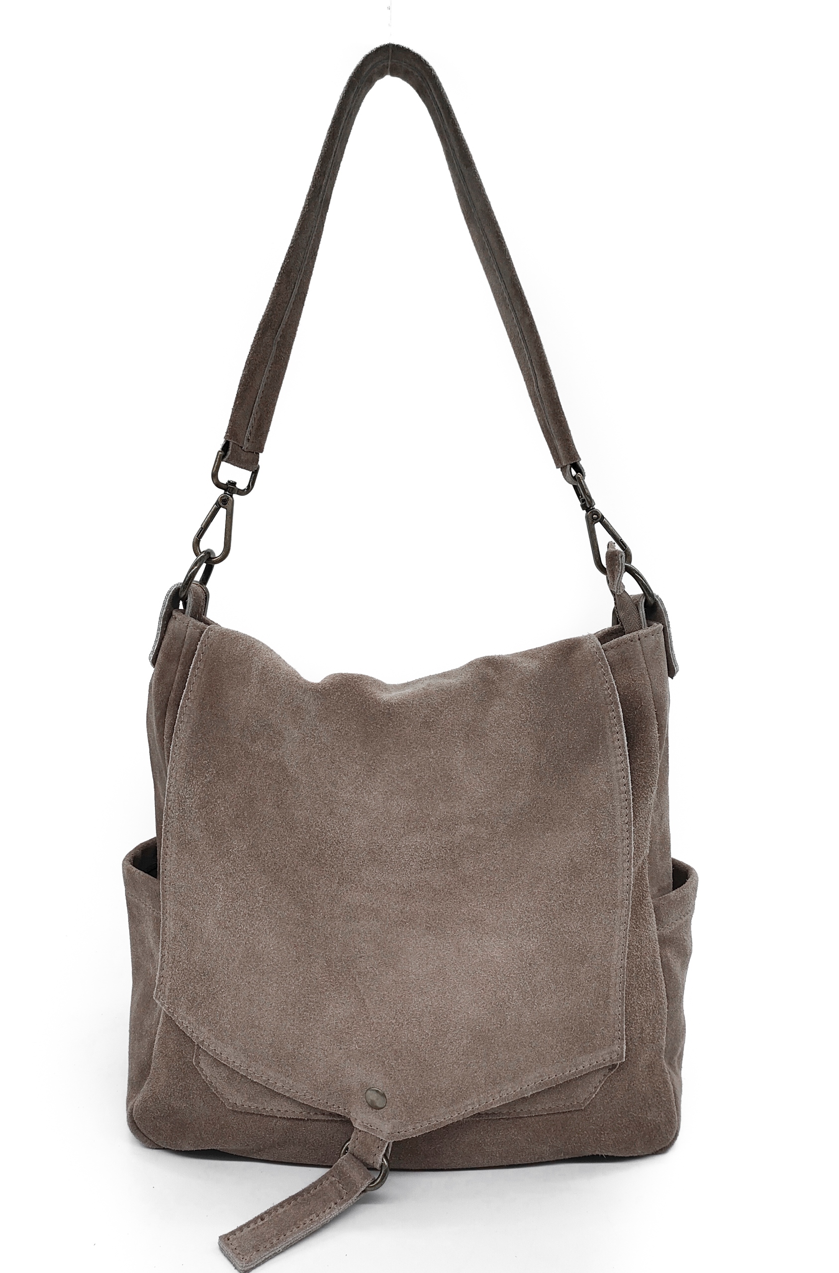 Semišová taška sáček kůže béžová taupe