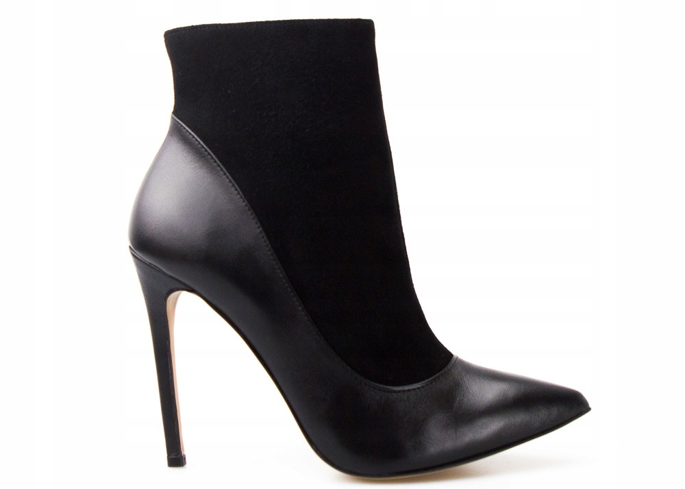 Černé Kotníkové Boty 11 CM Zateplené Velurové Špendlíky Lico 36