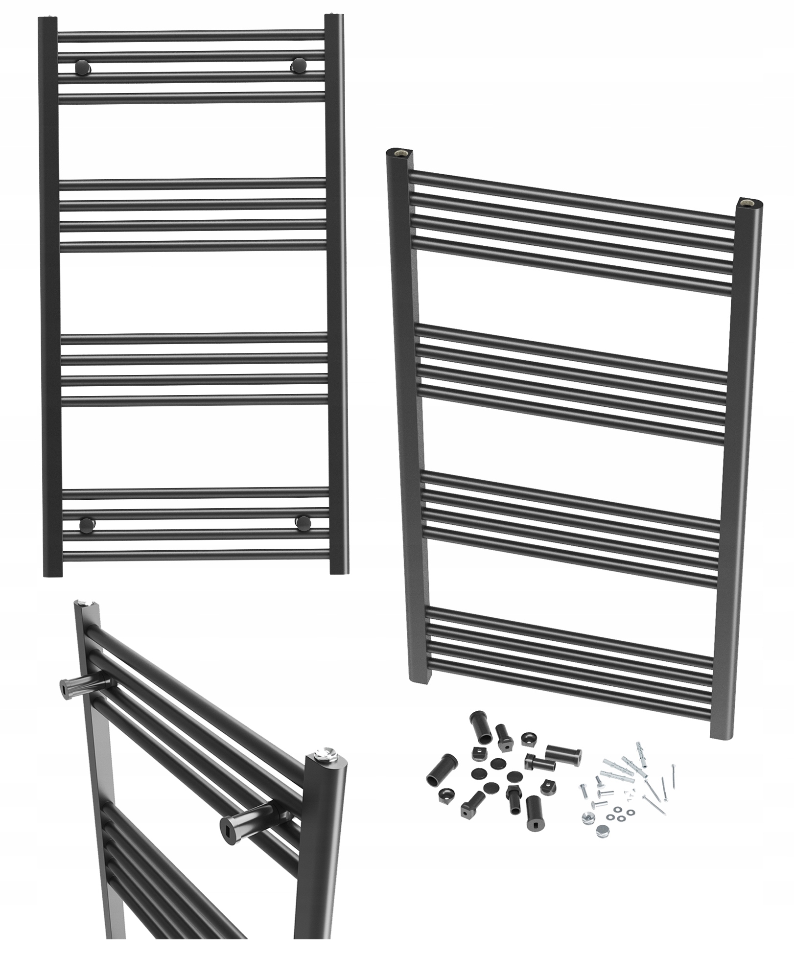 Kúpeľňový Ohrievač Čierny Moderný Rebrík 60x140 cm Kaloryfer Breno