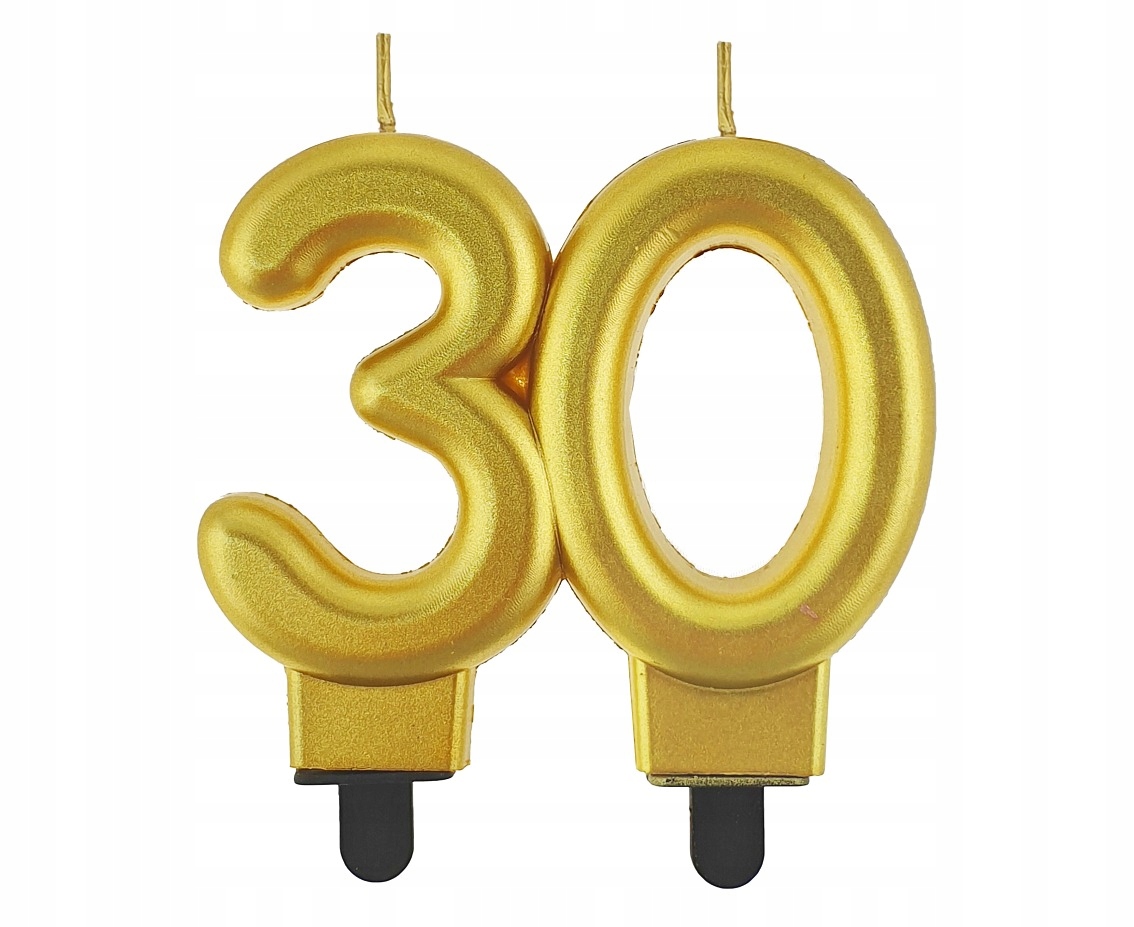 

Świeczka liczba 30 Urodziny Złota Metaliczna 8 cm
