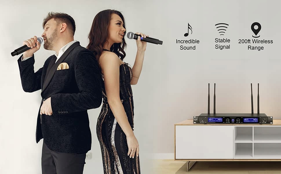 MICROCKING Bezprzewodowy System Mikrofonowy 4 Mikrofony Ręczne Duży Zasięg — miniatura 5