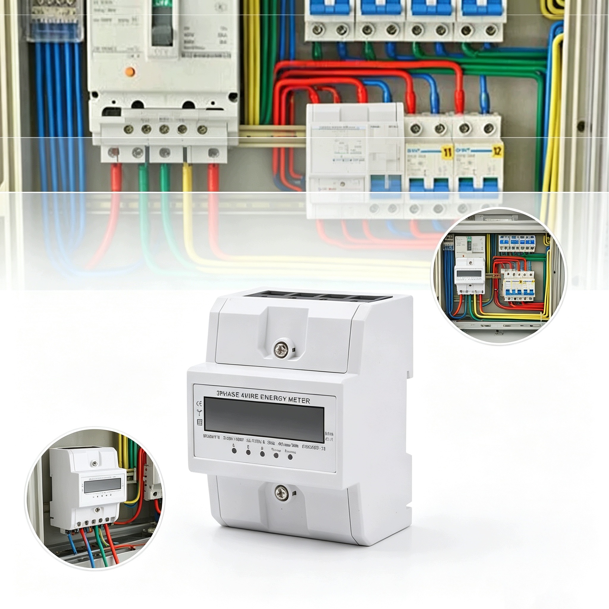 Třífázový 3-FÁZOVÝ Elektroměr 100A LCD, Měřič Proudu Na Din 3F