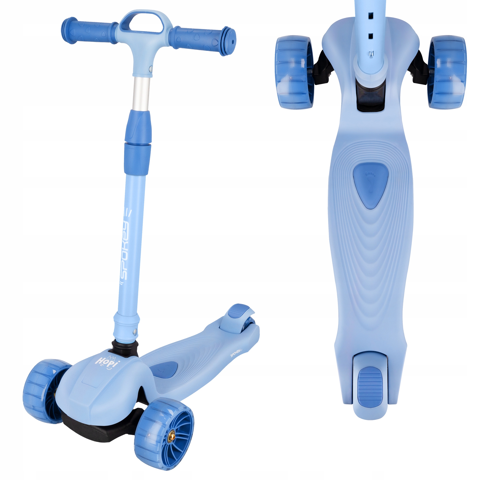 Spokey Hopi Skládací dětská tříkolka se svítícími kolečky, modrá