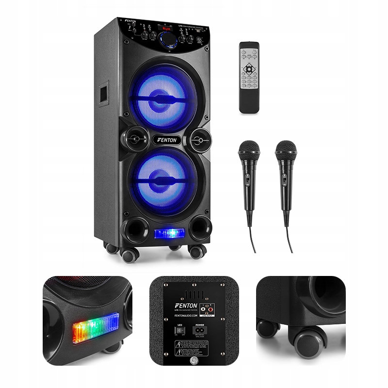 Kolumna Aktywna 2x10'' 400W 2 mikrofony Karaoke