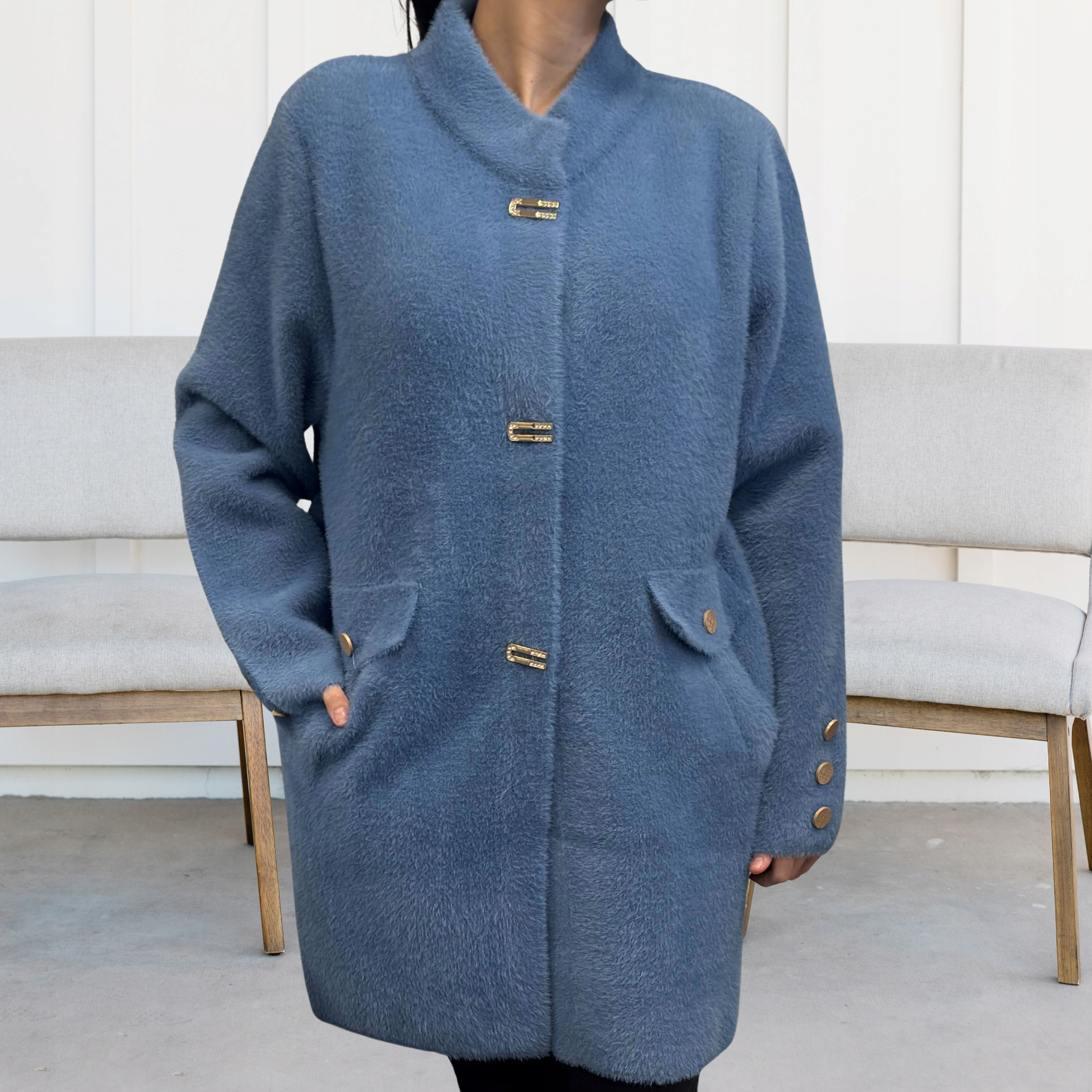 ALPAKA DAMSKA PŁASZCZ KURTKA SWETER CIEPŁA KOŁNIERZ NAPY WYGODNA KOLOR 2274 Rozmiar uniwersalny