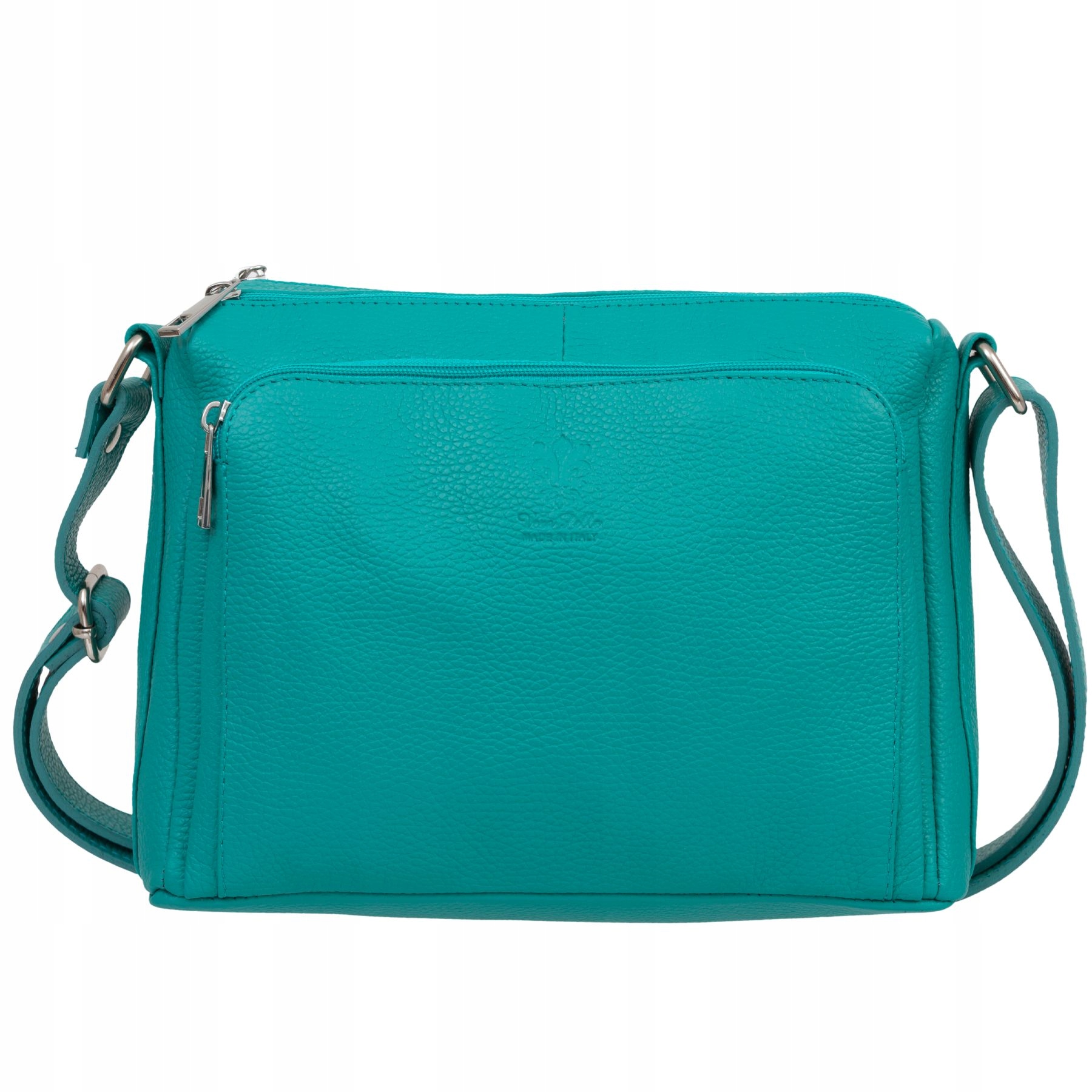 Vera Pelle torebka damska skórzana listonoszka z paskiem na ramię Turkusowa