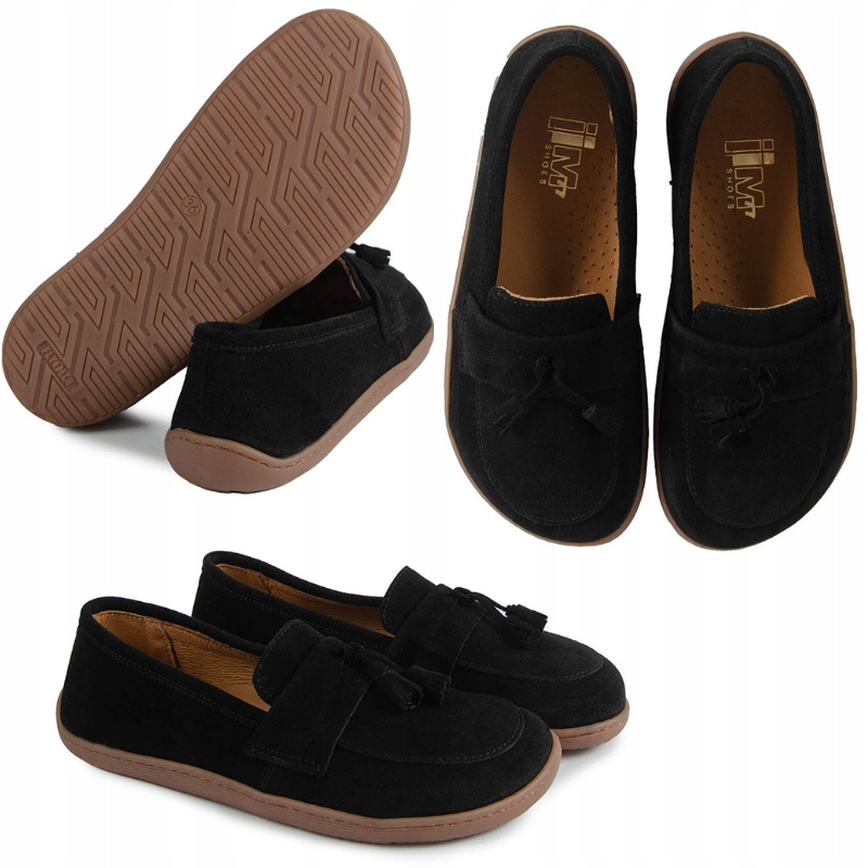 Laroni 322 Barefoot Černé Kožené Mokasíny Polobotky Kampa 38