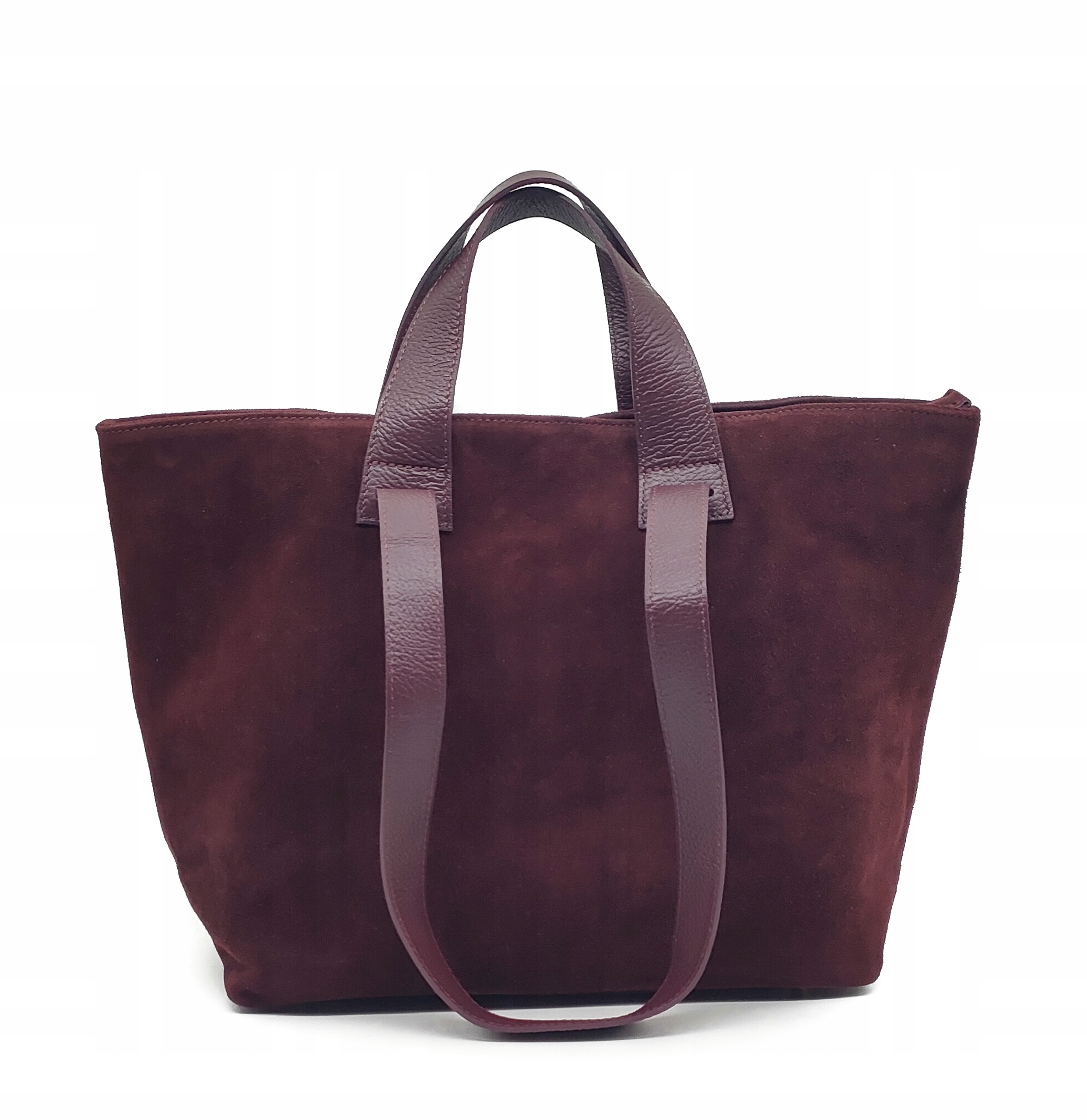 Kabelka shopper semišová Vera Pelle kůže bordó Laura Biaggi