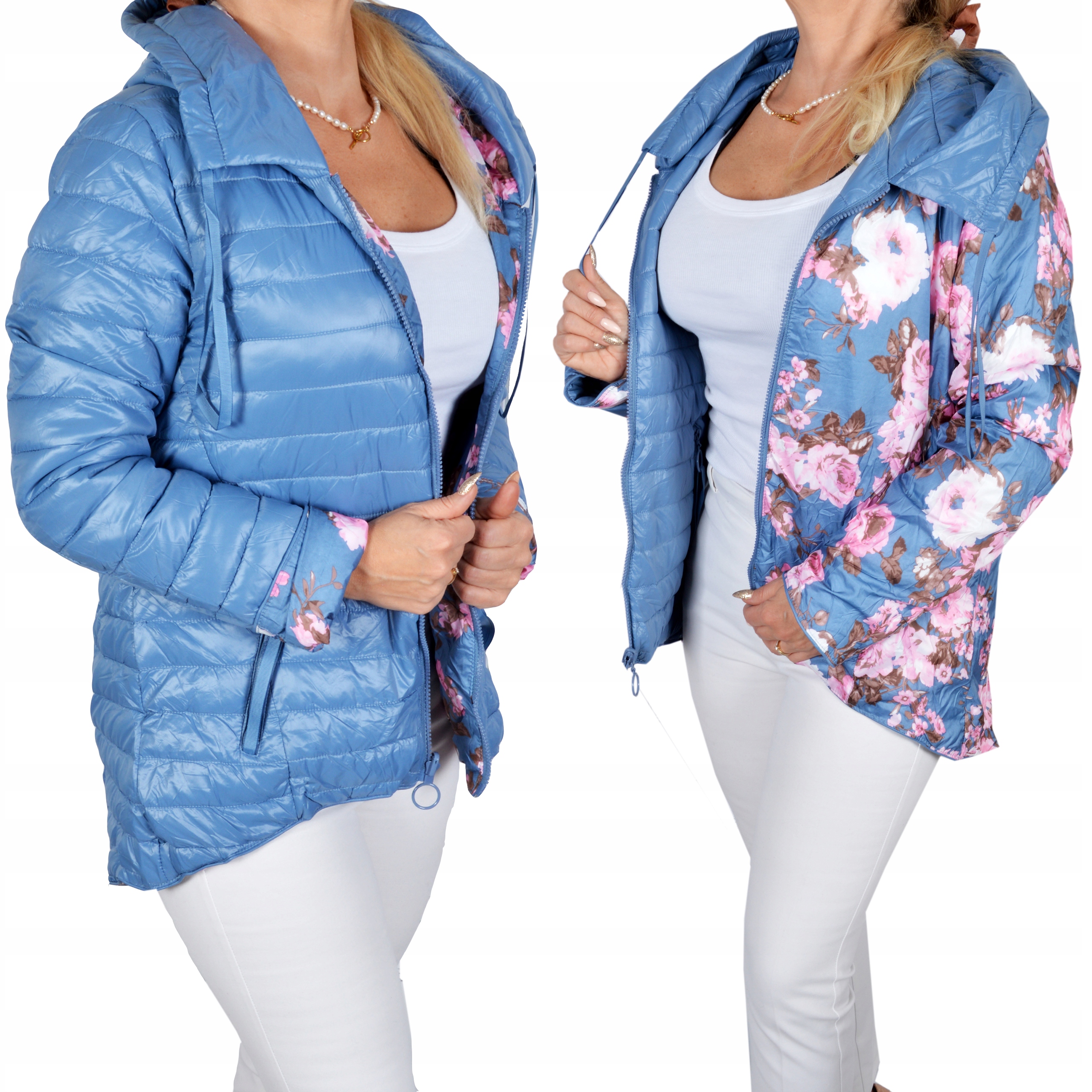 

Pikowana kurtka damska lekka dwustronna Plus Size