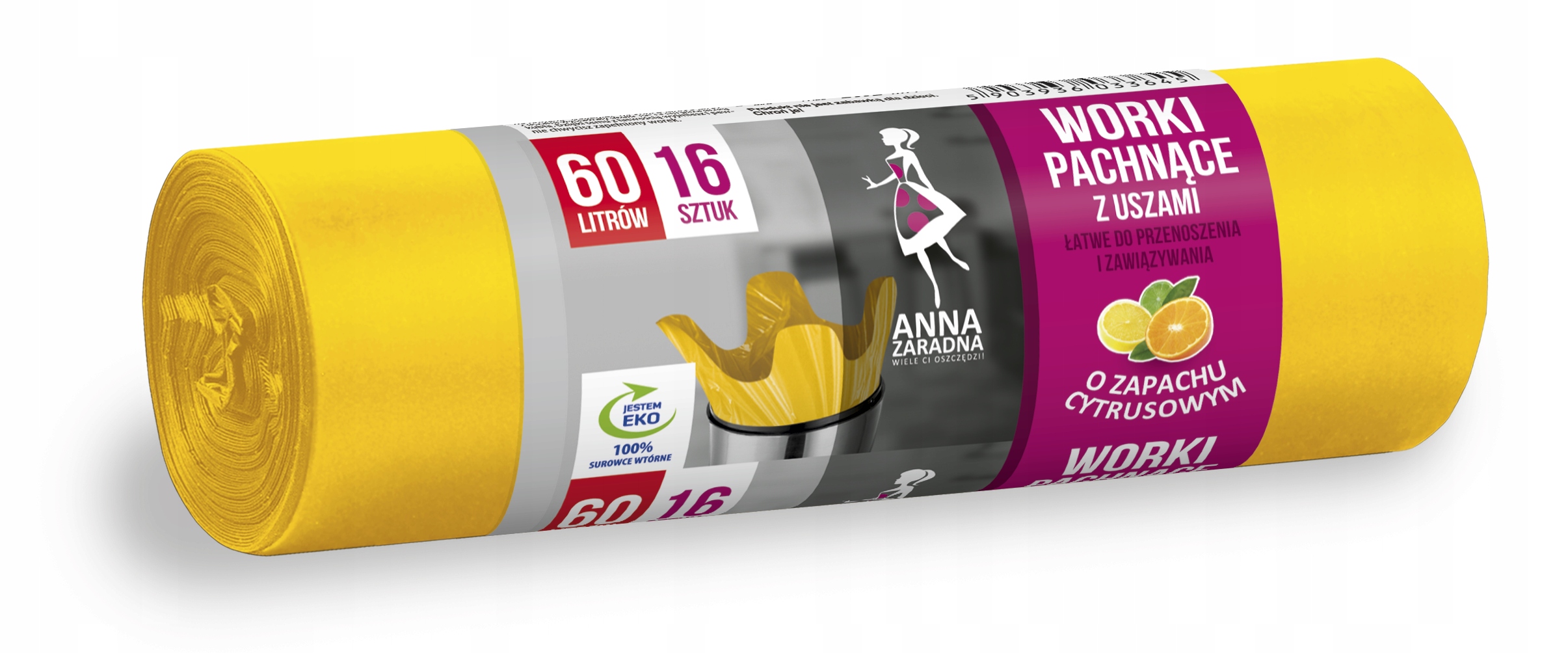 

Worki na śmieci z uszami zapach Cytrusów 60L 16szt