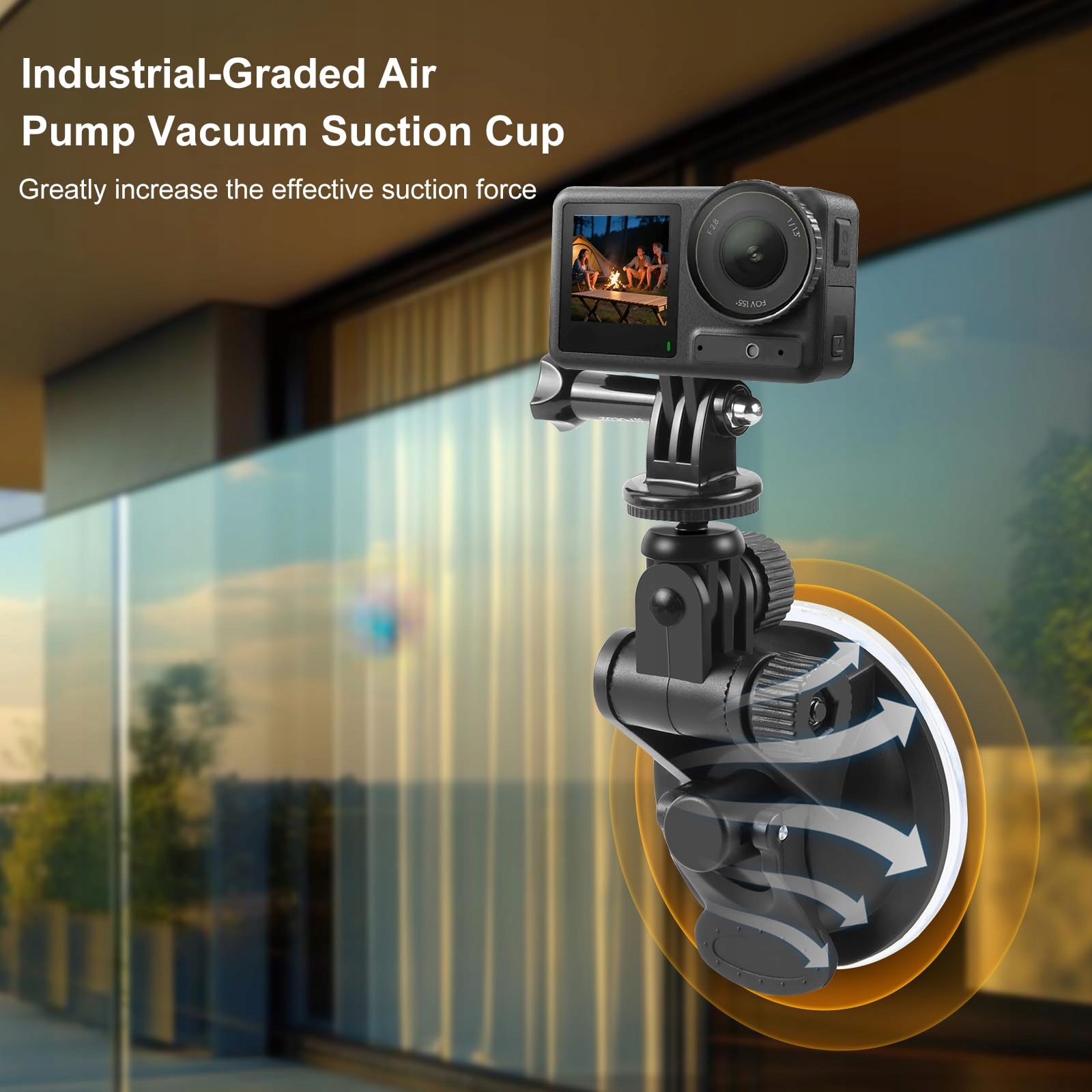 Uchwyt Przyssawkowy Do Kamery Sportowej GoPro DJI Osmo Szyba Auto PULUZ — miniatura 4