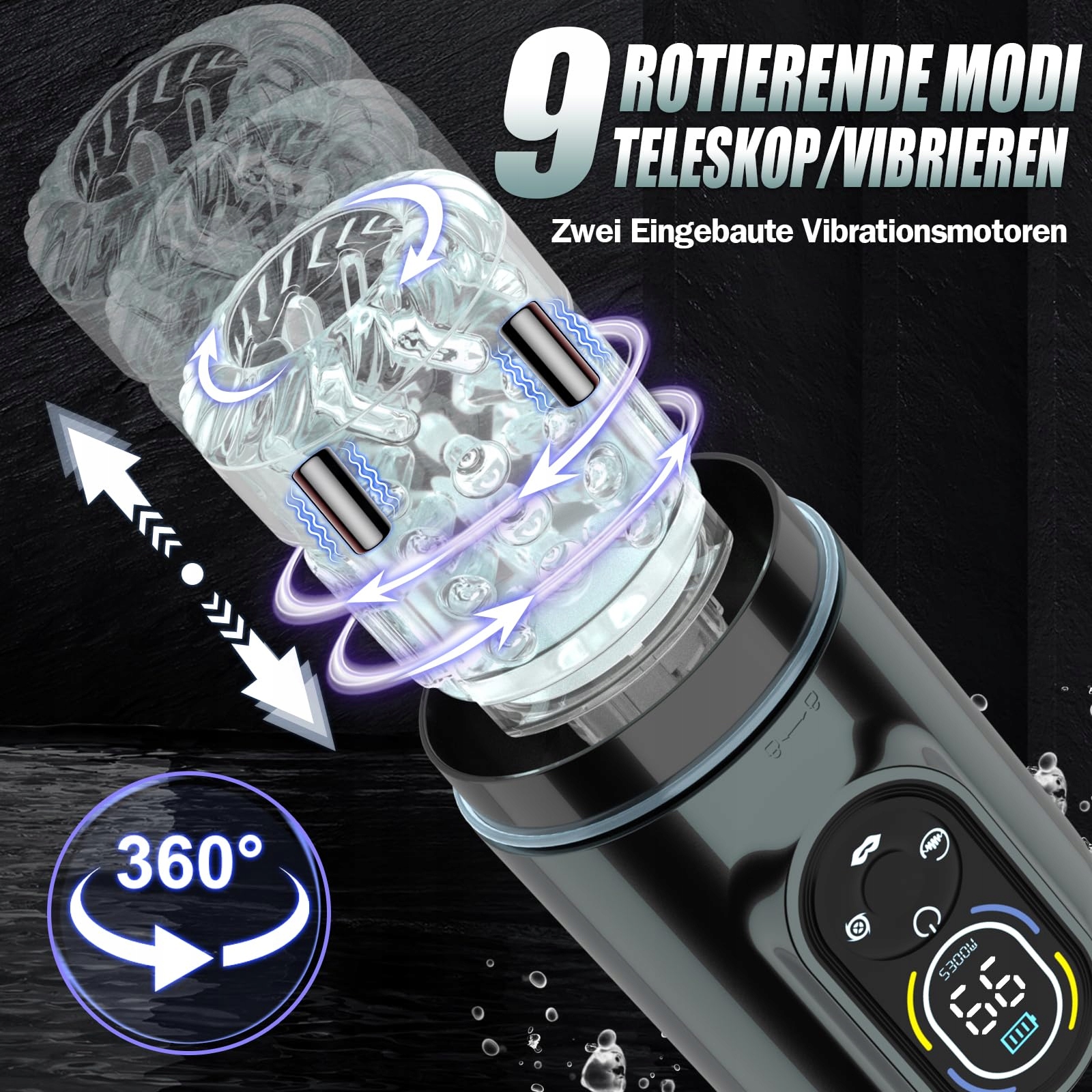 KI-SYNCHRONISATION Elektryczny Masturbator 9 Funkcji Teleskopowych — miniatura 4