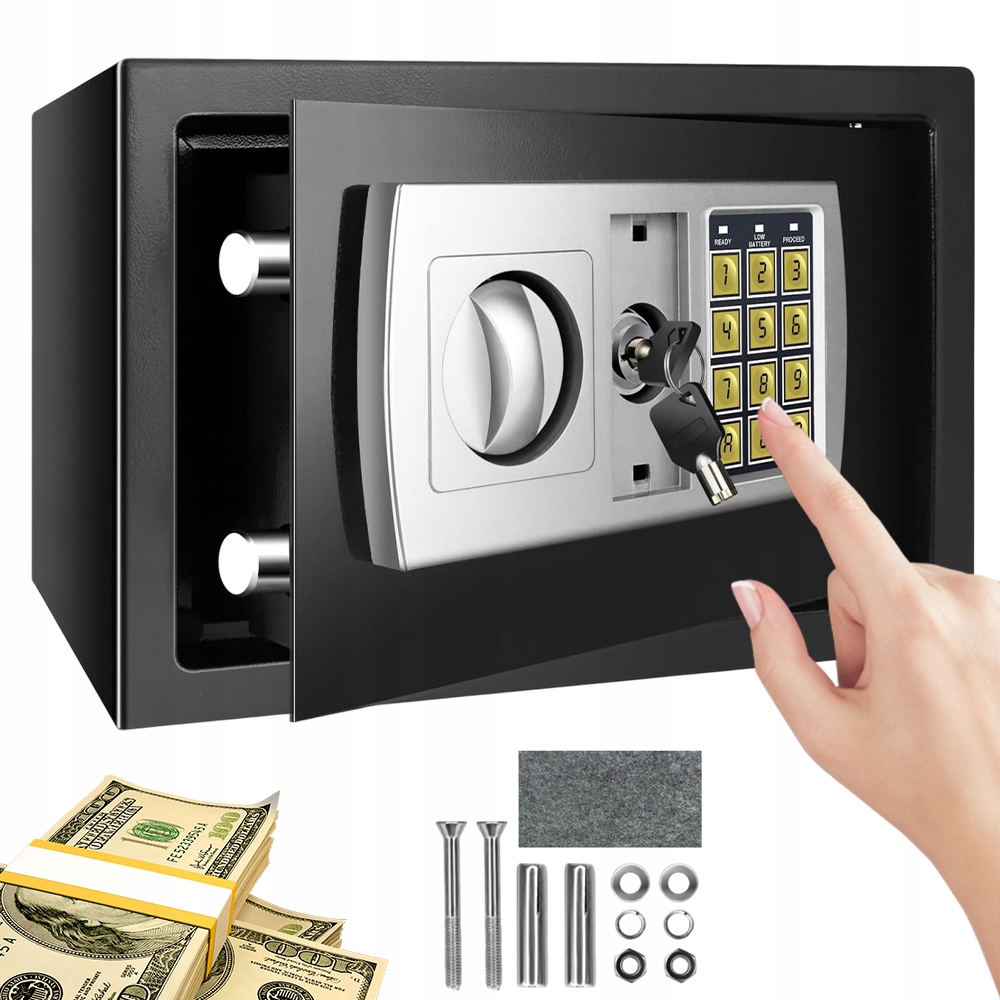 8.5L Mini Sejf Domowy Skrytka Kasetka Wodoodp Ognioodporny Trwały +klucze