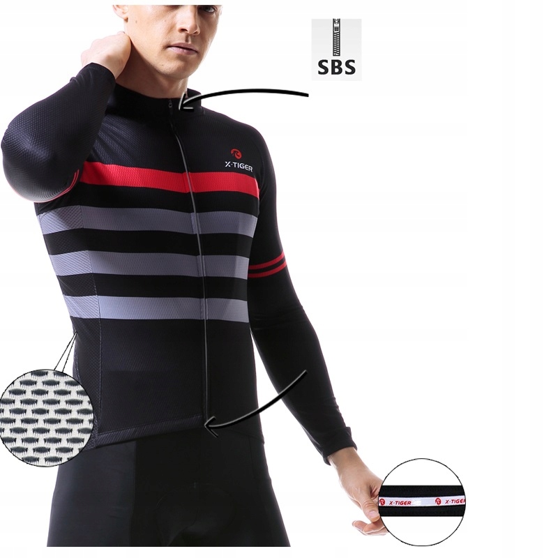 Bluza Męska Rowerowa Plus Size Rozpinana Duże Rozmiary Zimowa X-Tiger 6XL Rozmiar 6XL
