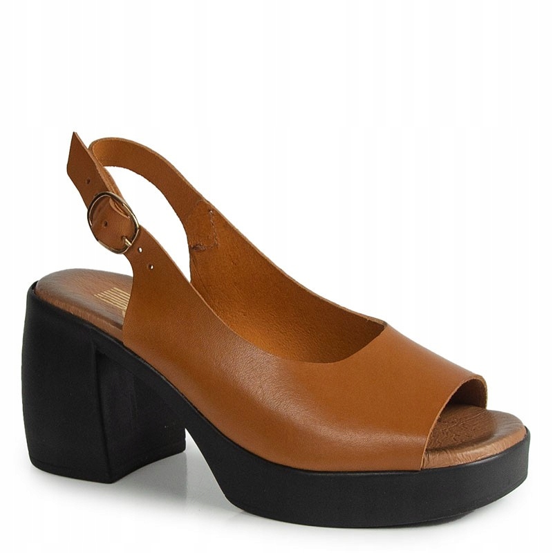 Lemar 40376 Hnědé Kožené Sandály Na Podpatku, Velikost 39