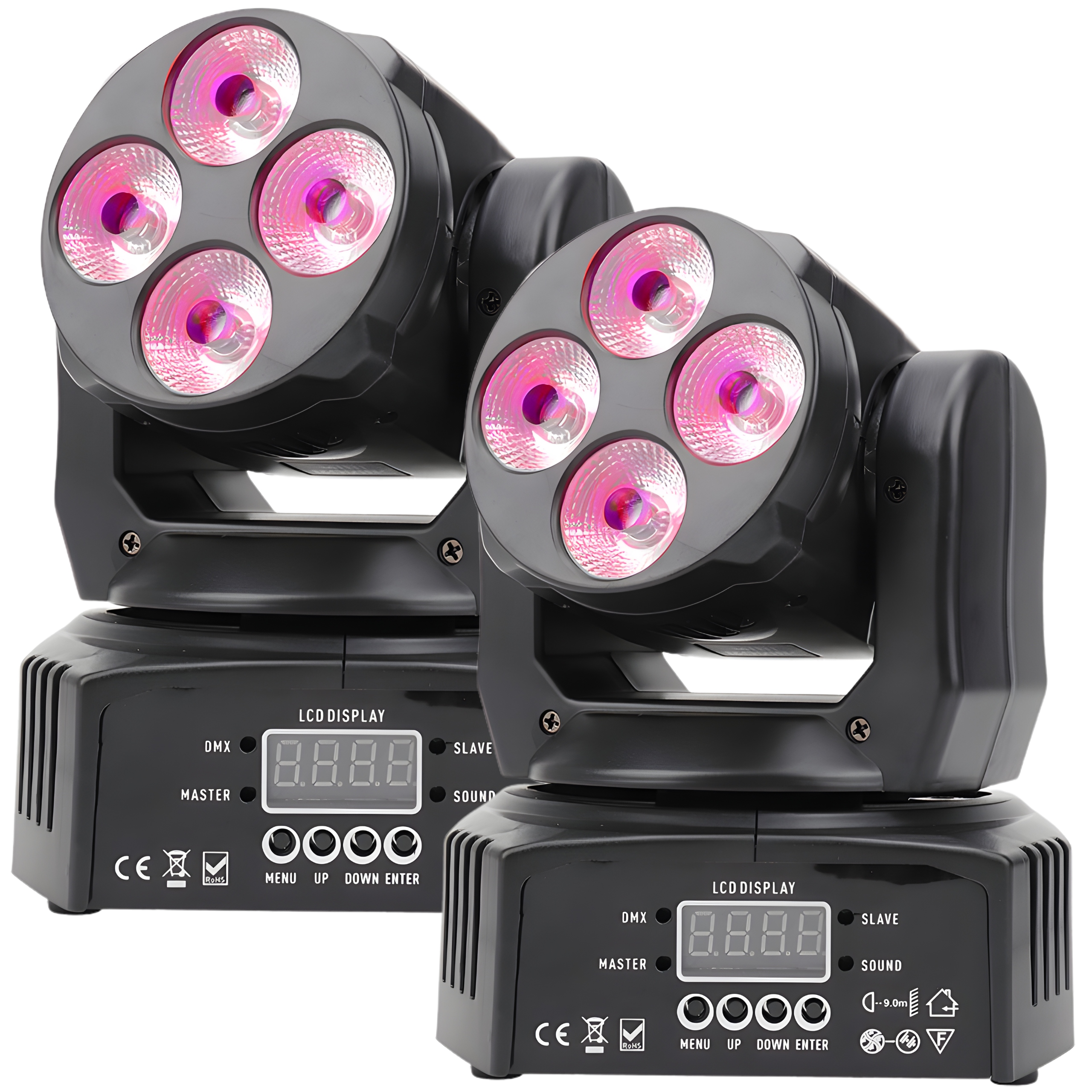 Set 2x Pohyblivá Hlava Led Par Estradové Osvětlení 4x8W Rgbw