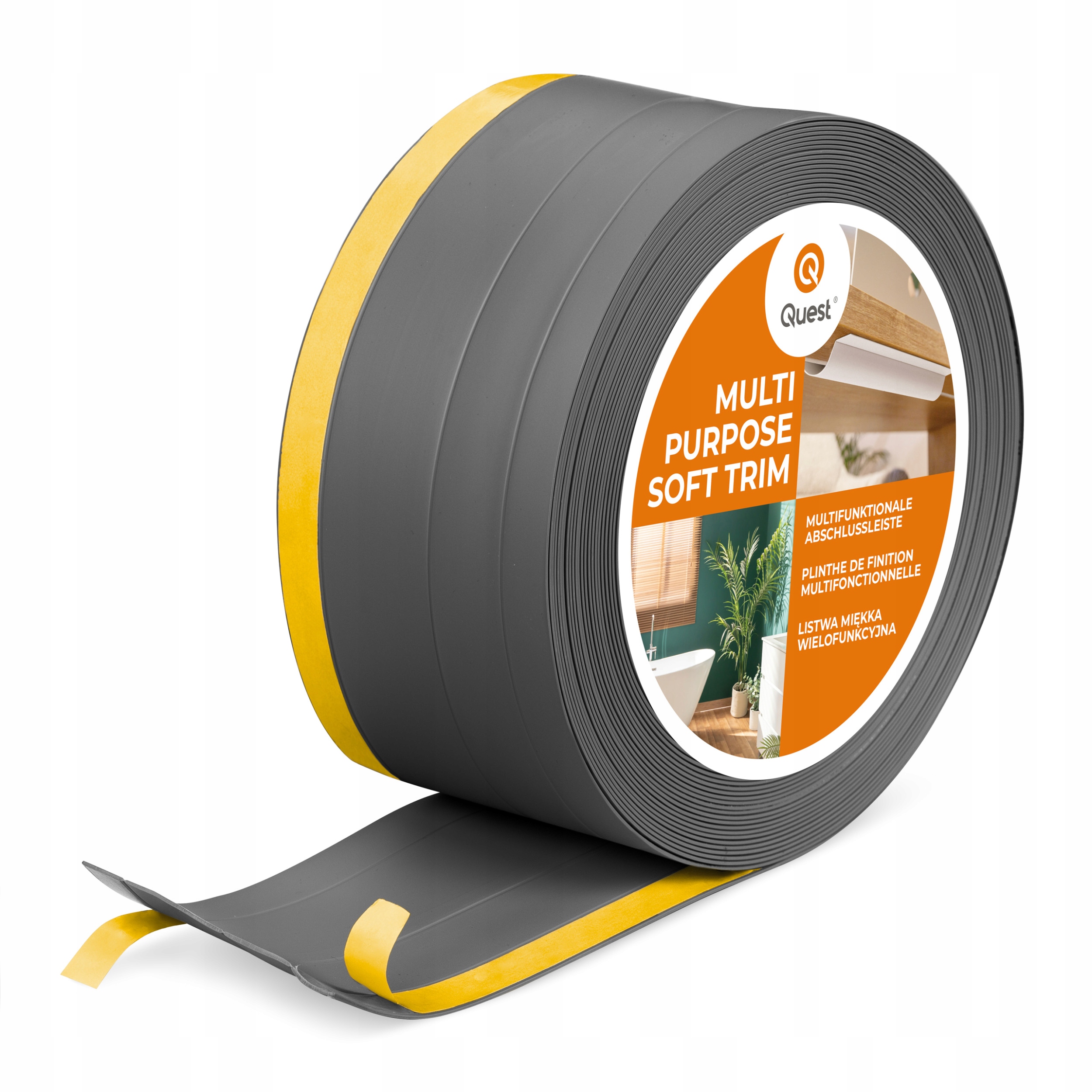 Dokončovacia lišta z Pvc 4v1 samolepiaca, 120 mm, 15 m, tmavošedá, W2