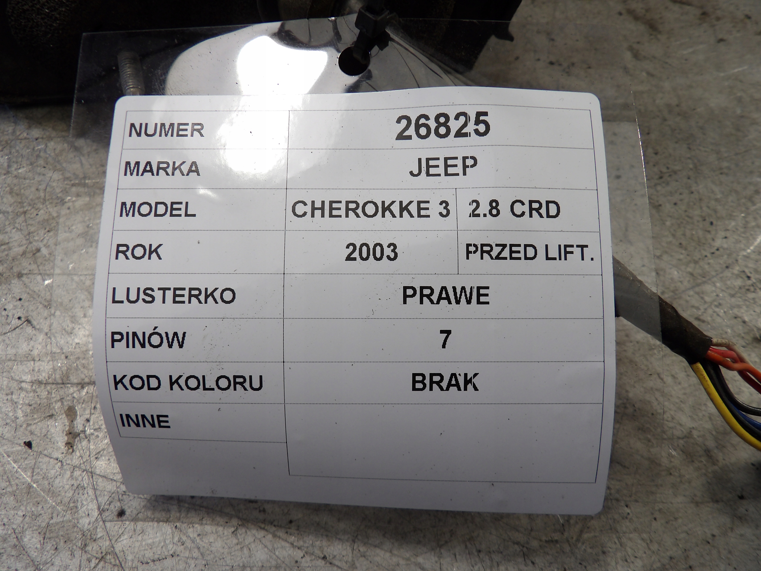 Jeep Cherokee 3 mirror right 2,8CRD