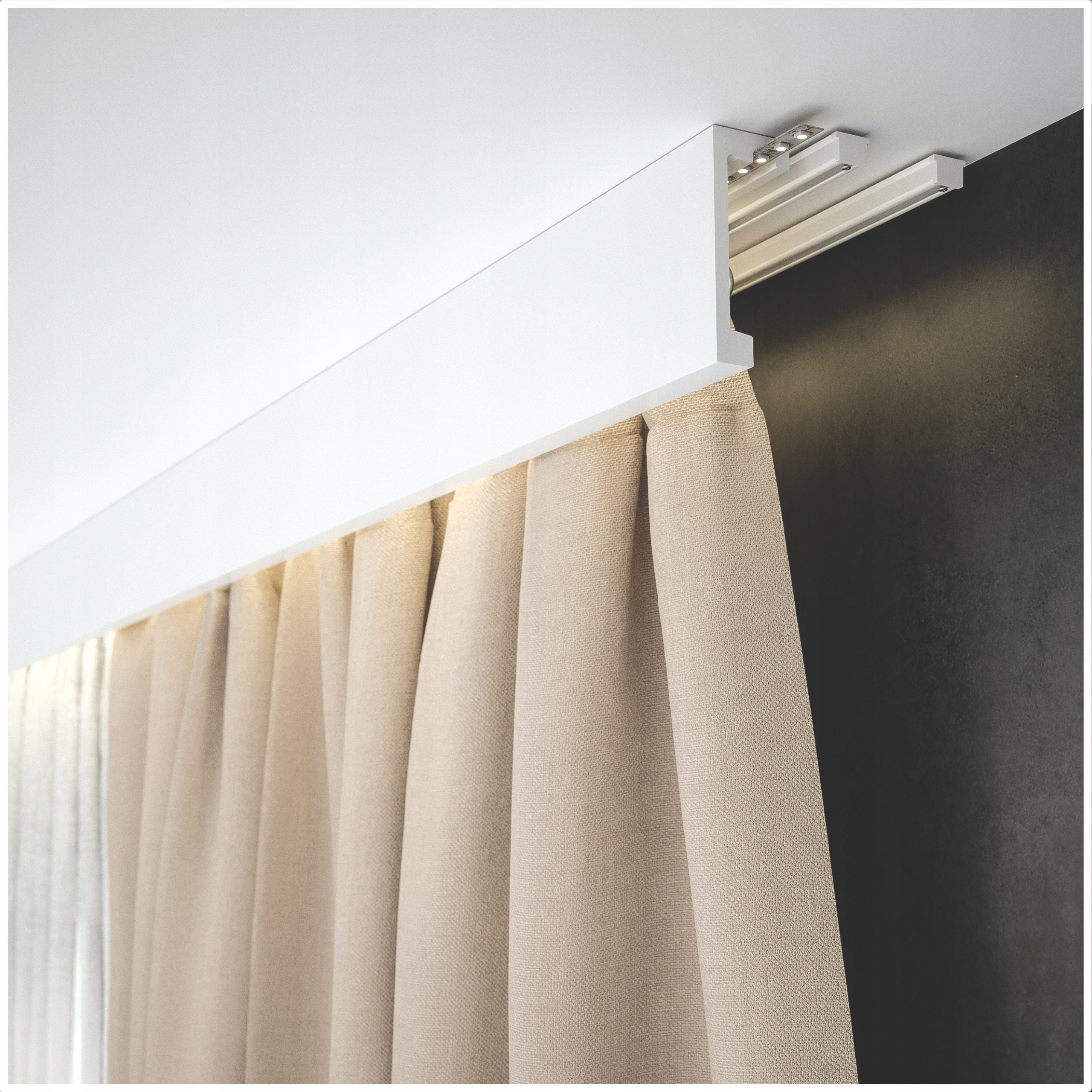 Maskownica Listwa Karniszowa Profil do LED Polimer Biała 12 x 244 cm