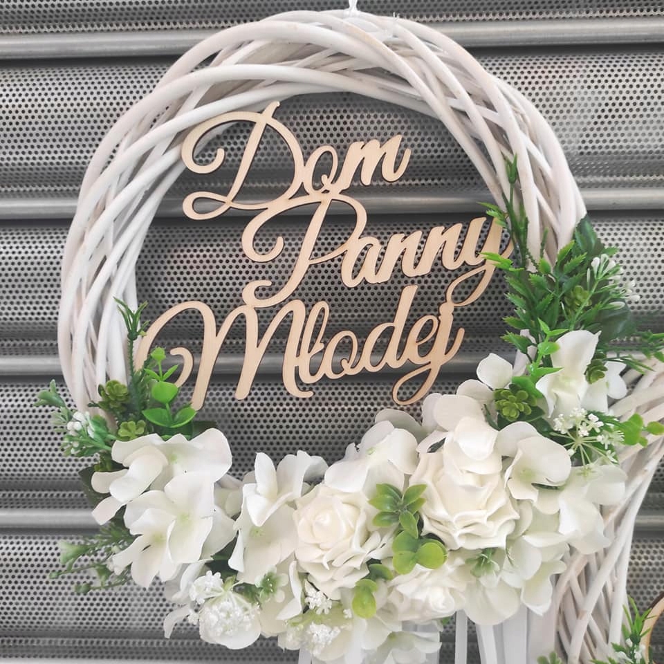 Wianek na drzwi Dom Panny Młodej 25 cm biała dekoracja Marka inna